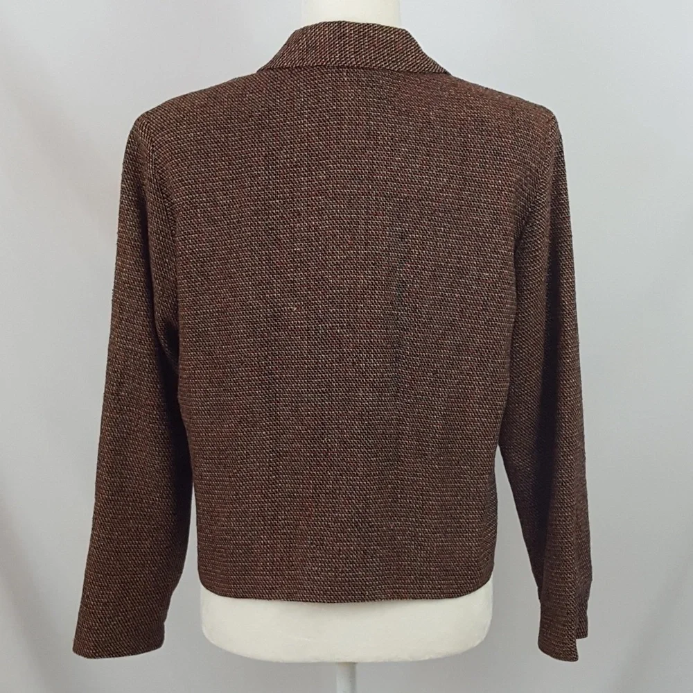 Vintage Windridge‎ Cheryl Nash Brown and Red Tweed Silk Blazer